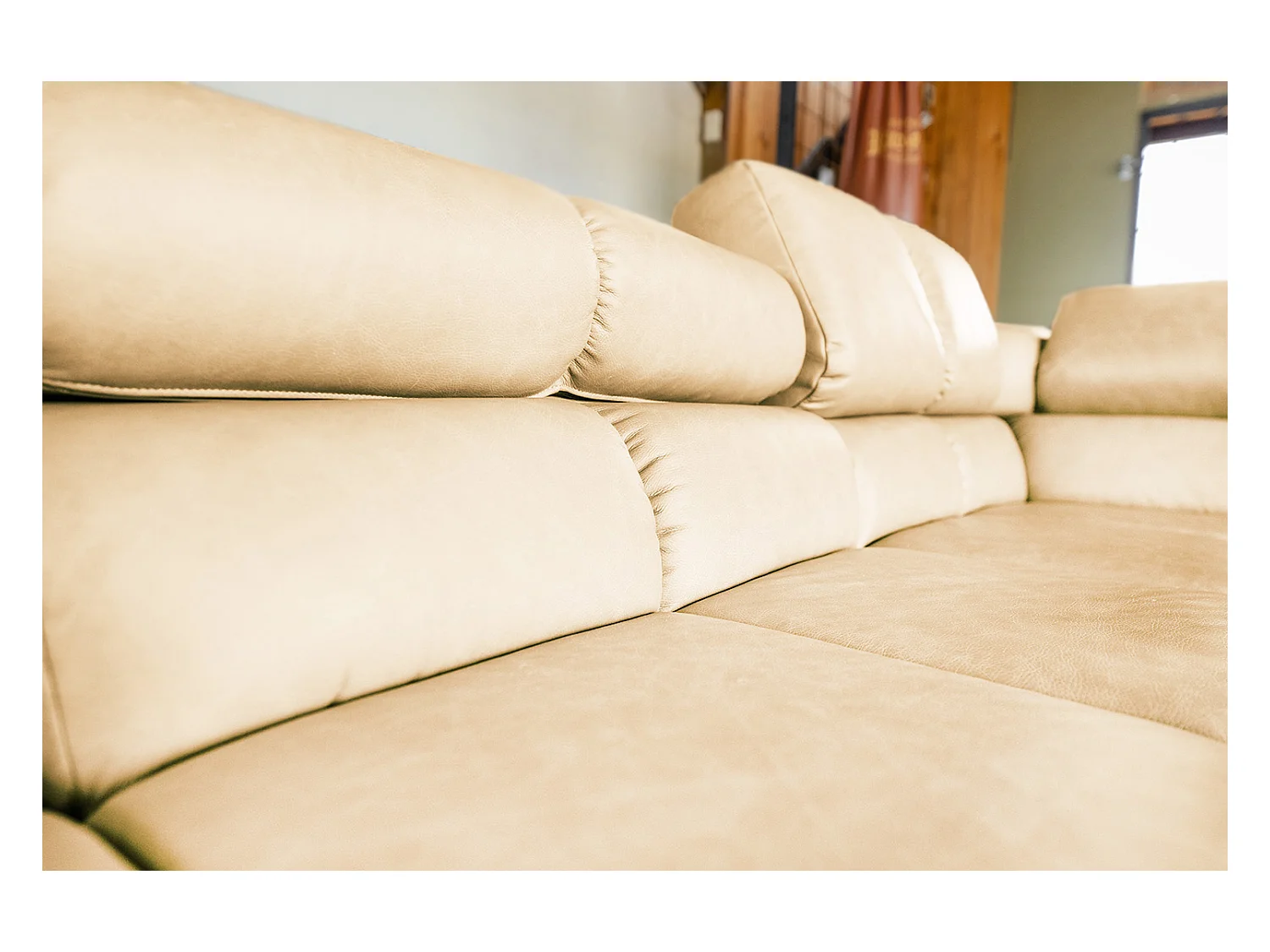 Ecksofa - Beige Leder - NELSON