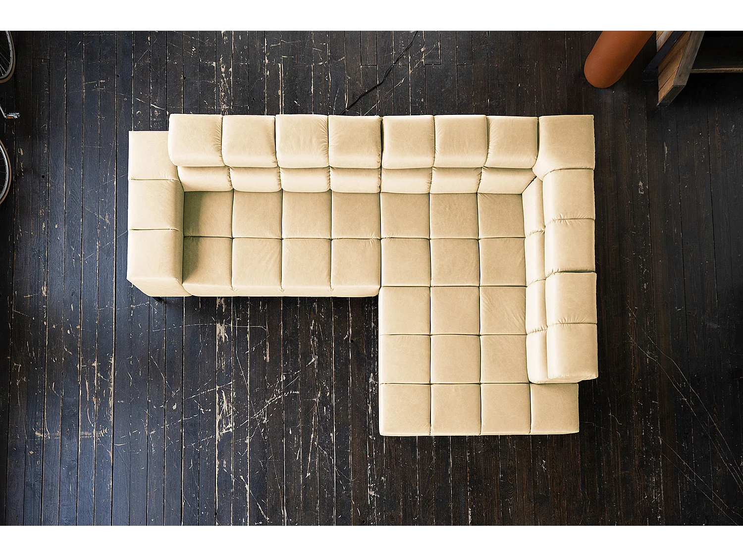 Canapé d'angle - beige cuir - NELSON