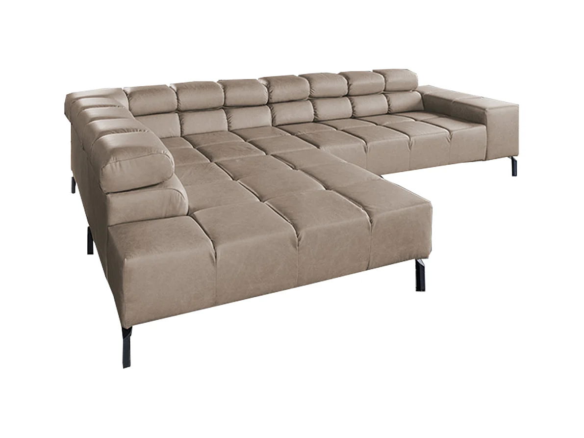 Canapé d'angle - Gris cuir - NELSON