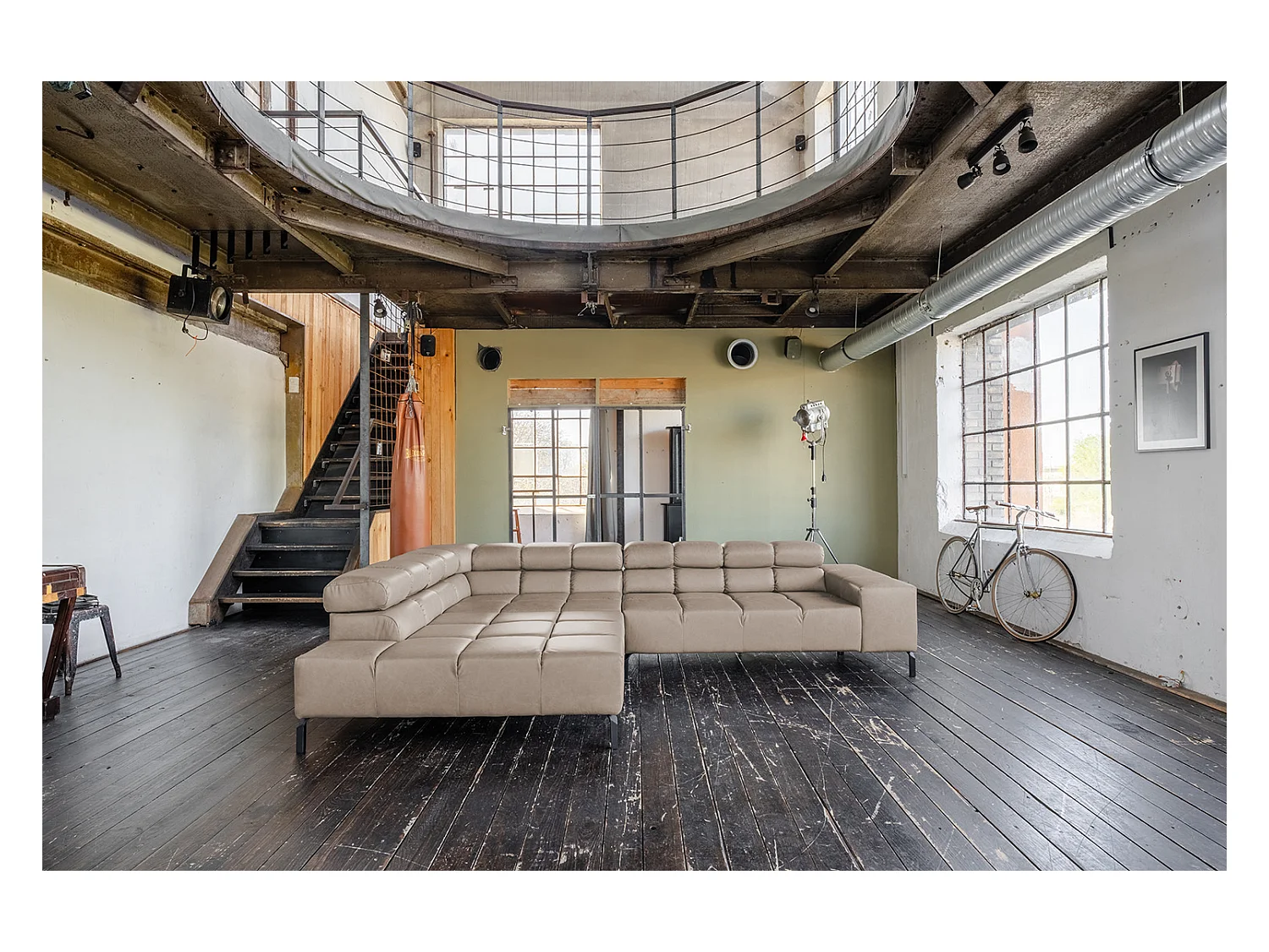 Canapé d'angle - Gris cuir - NELSON