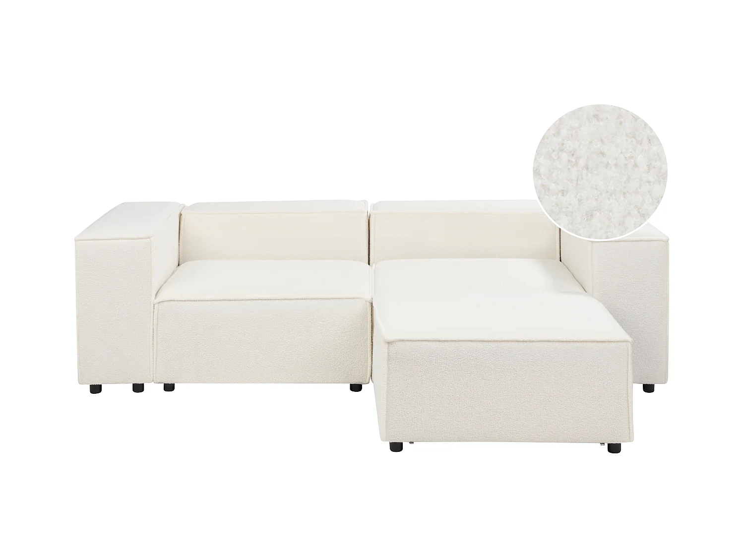 Canapé d'angle modulable 2 places ARDAL Bouclé Blanc avec ottoman