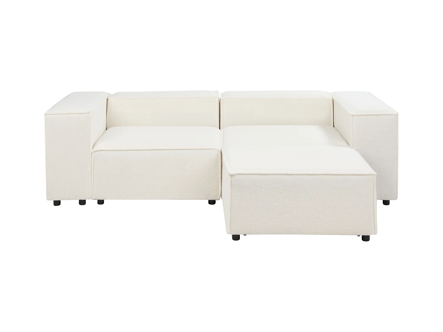 Canapé d'angle modulable 2 places ARDAL Bouclé Blanc avec ottoman