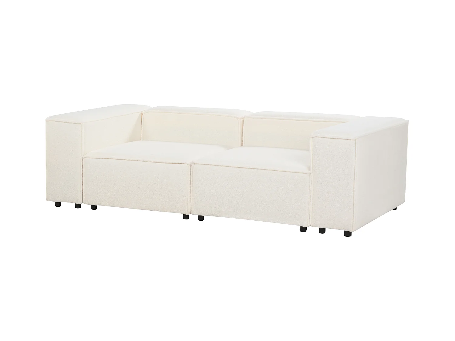 Canapé d'angle modulable 2 places ARDAL Bouclé Blanc avec ottoman