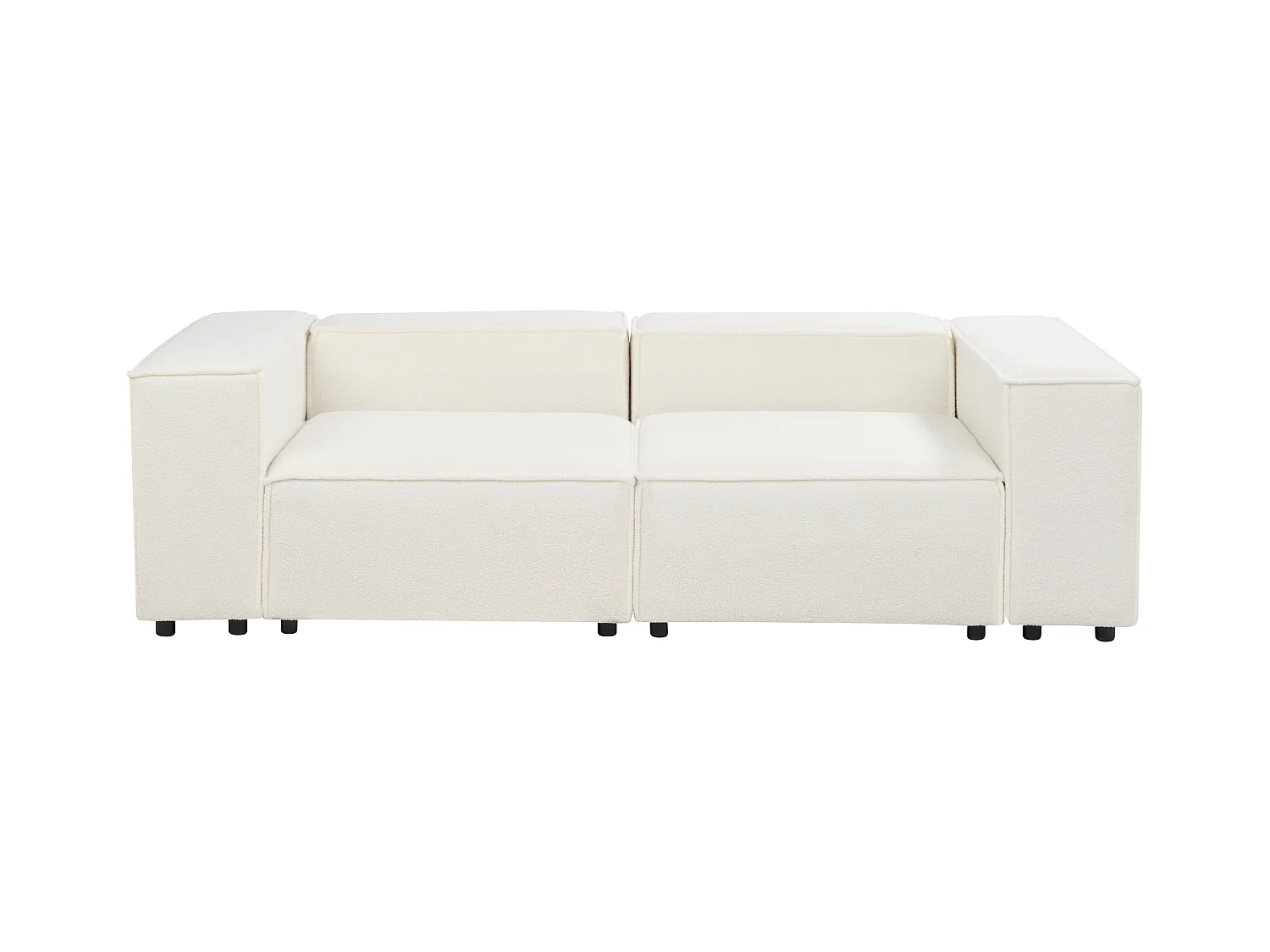 Canapé d'angle modulable 2 places ARDAL Bouclé Blanc avec ottoman