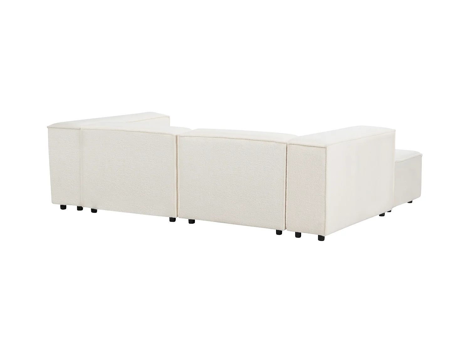 Canapé d'angle modulable 2 places ARDAL Bouclé Blanc avec ottoman