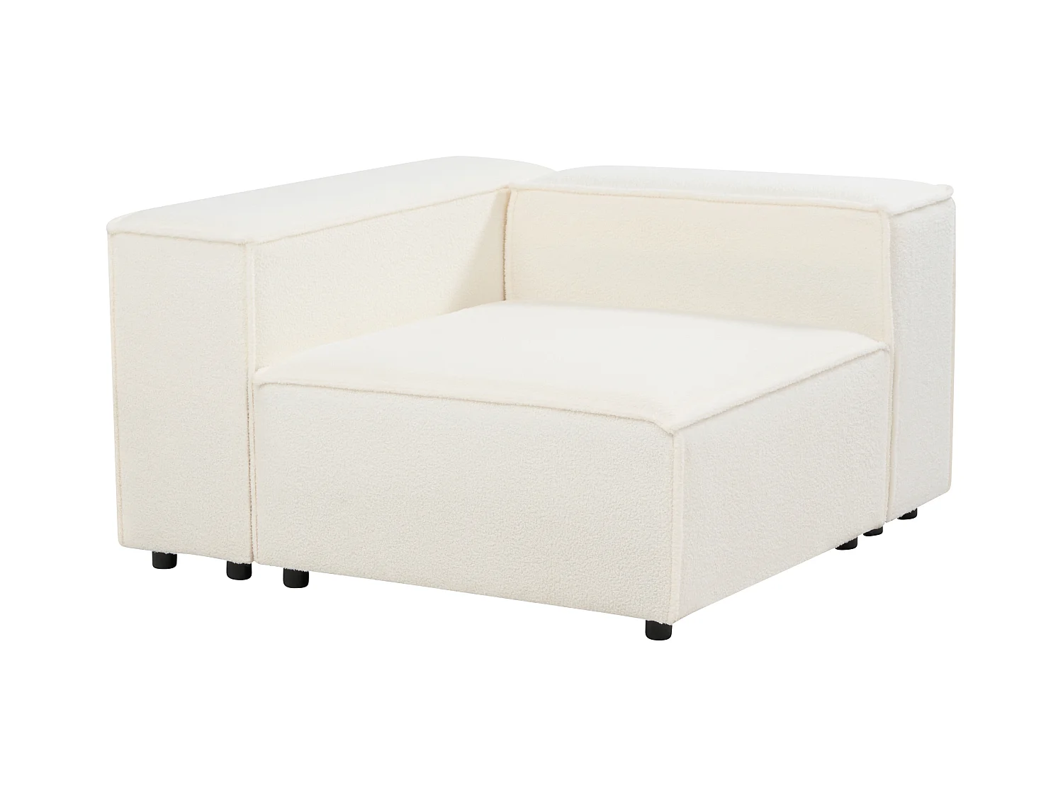 Canapé d'angle modulable 2 places ARDAL Bouclé Blanc avec ottoman