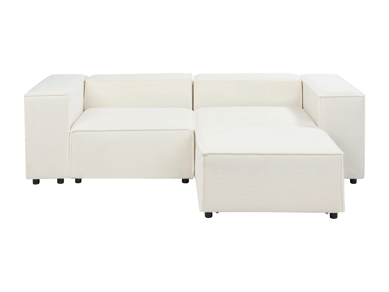 2-Sitzer Sofa Bouclé weiss mit Ottomane APRICA