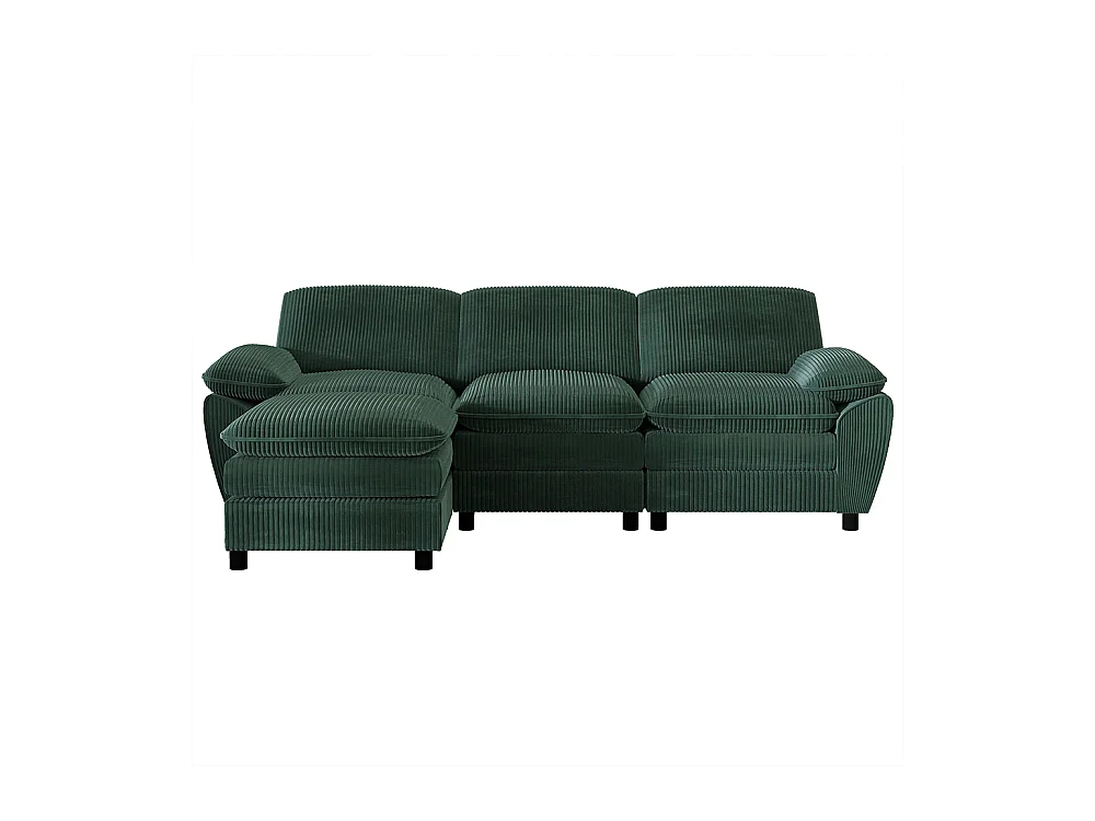 Canape d'angle combiné modulaire vert canapé à double coussin canapé combiné en velours avec lampe et pouf ottoman amovible