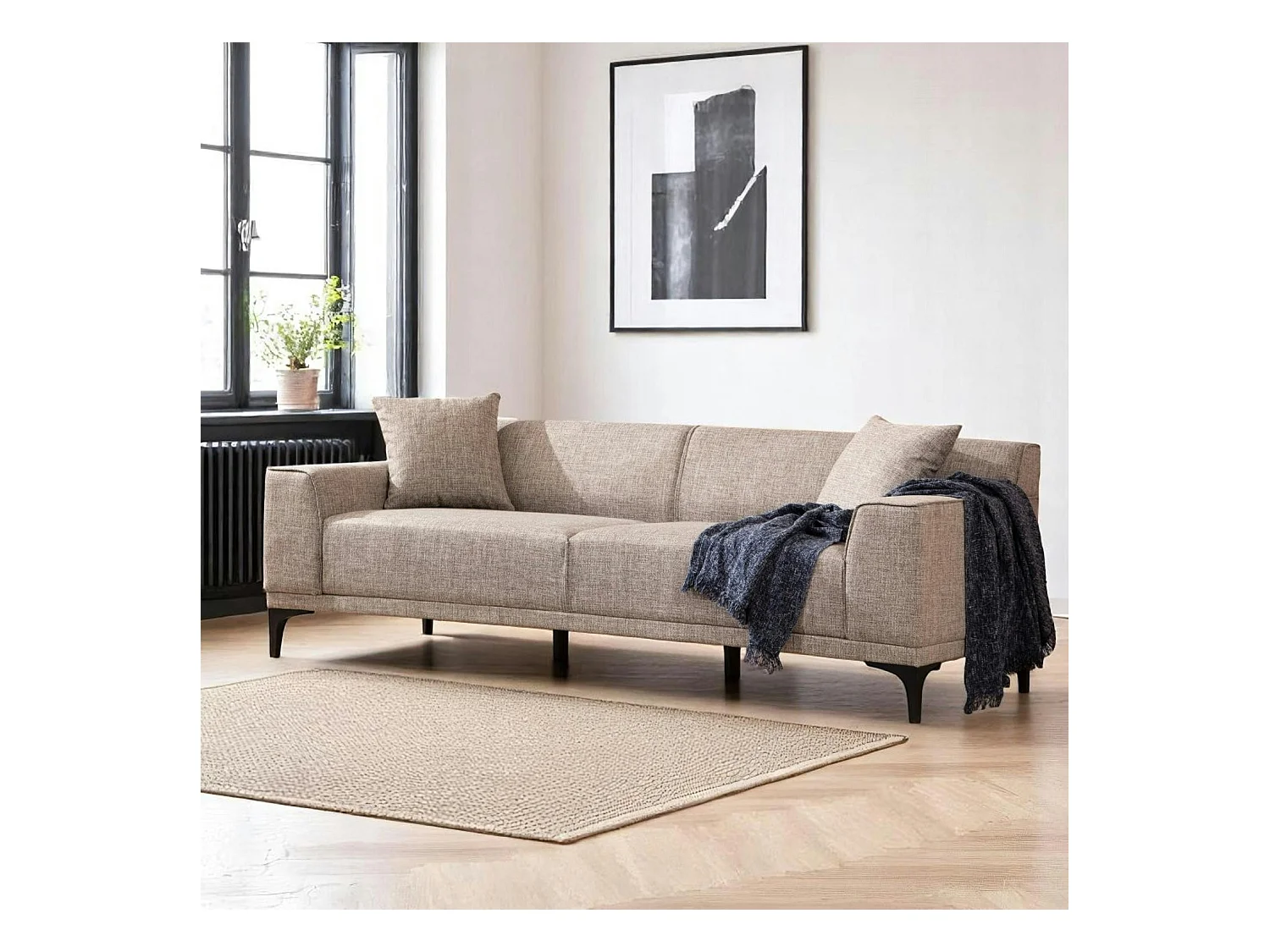 Canapé 3 places brun taupe - accoudoirs larges ORSAY