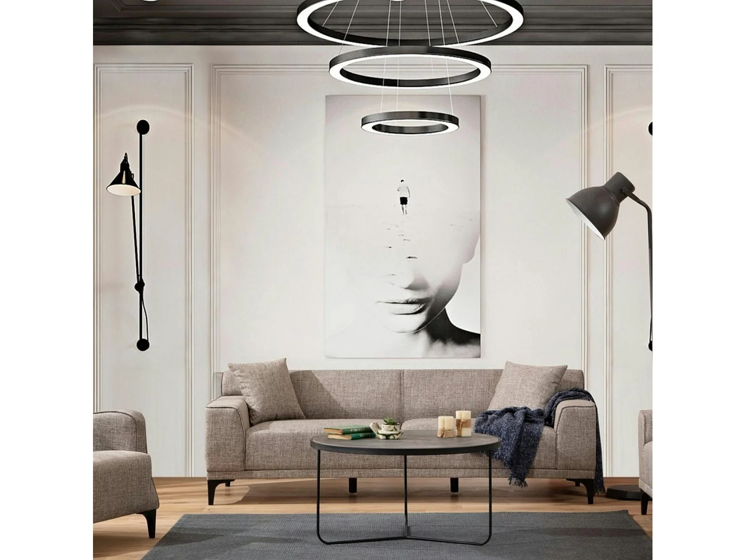 Canapé 3 places brun taupe - accoudoirs larges ORSAY