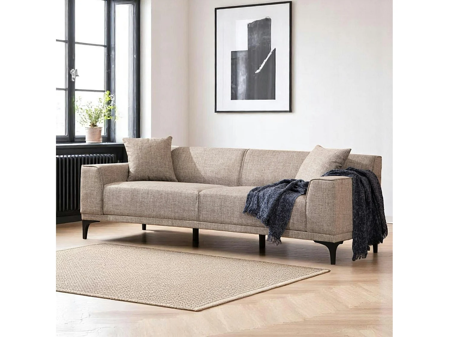 Canapé 3 places brun taupe - accoudoirs larges ORSAY