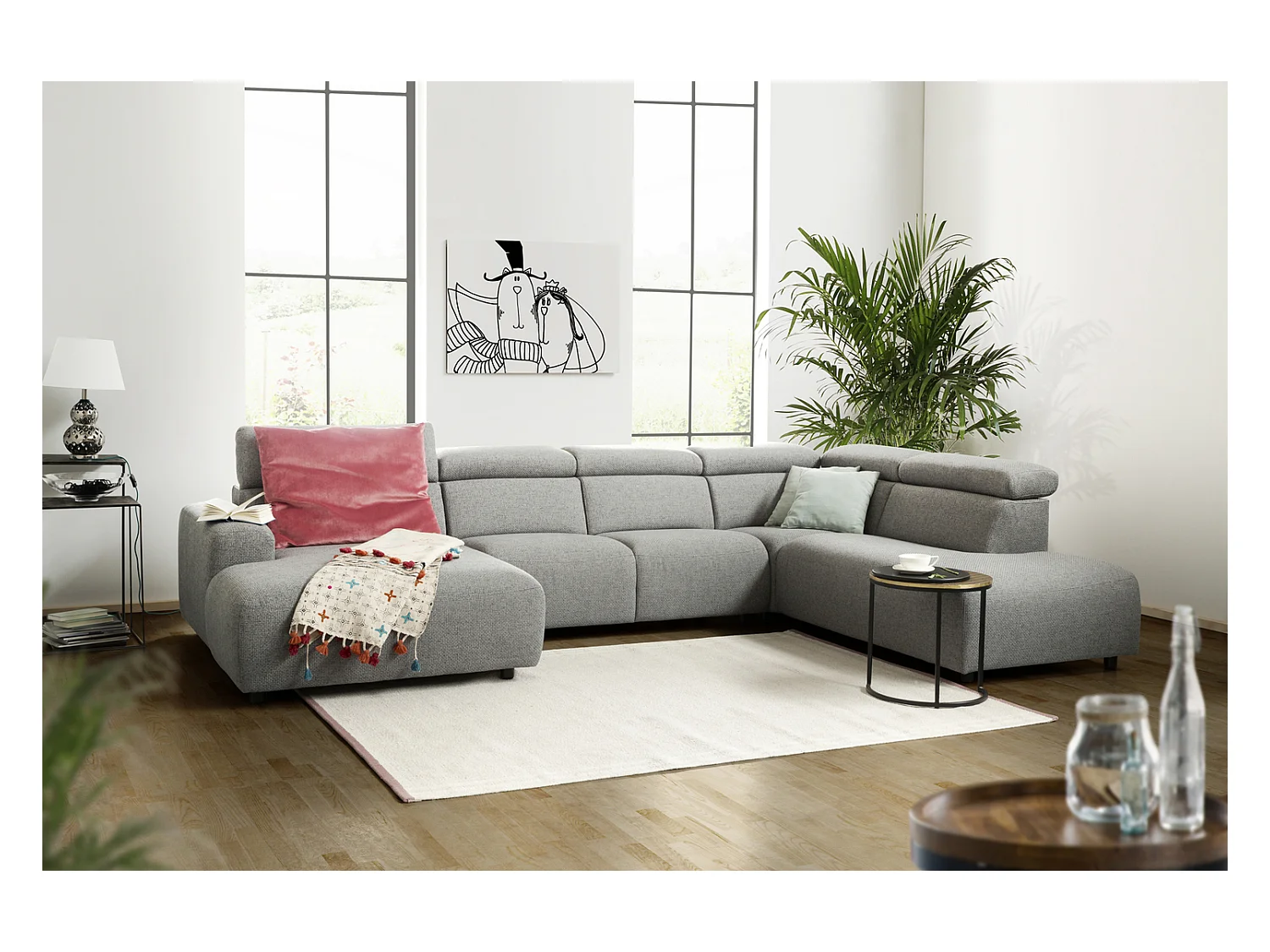 Canapé - Gris tissu tissé - RISO