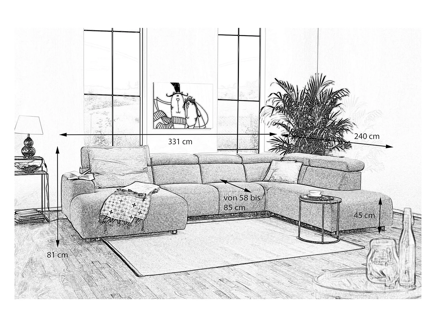 Canapé - Gris tissu tissé - RISO