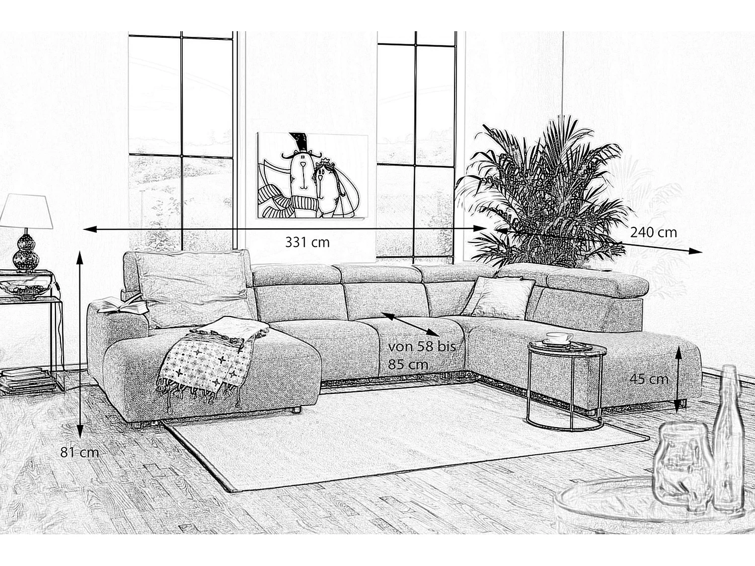 Divano - Grigio tessuto intrecciato - RISO