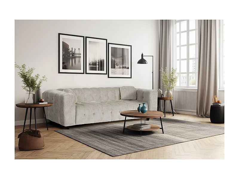 Sofá recto de chenilla "Vendome" - 3 plazas - Beige