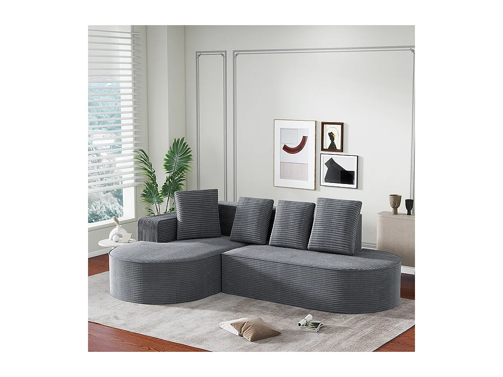 Canape d'angle combiné modulaire chaises longues en L cloud moderne assises profondes canapé à compression de mousse sans assemblage gris