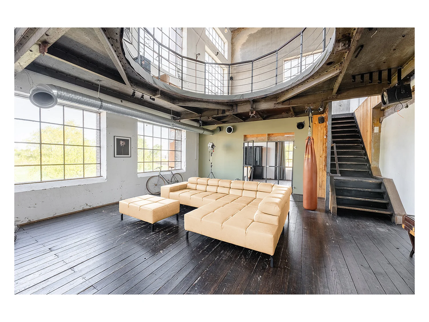 Ecksofa - Beige Leder - NELSON