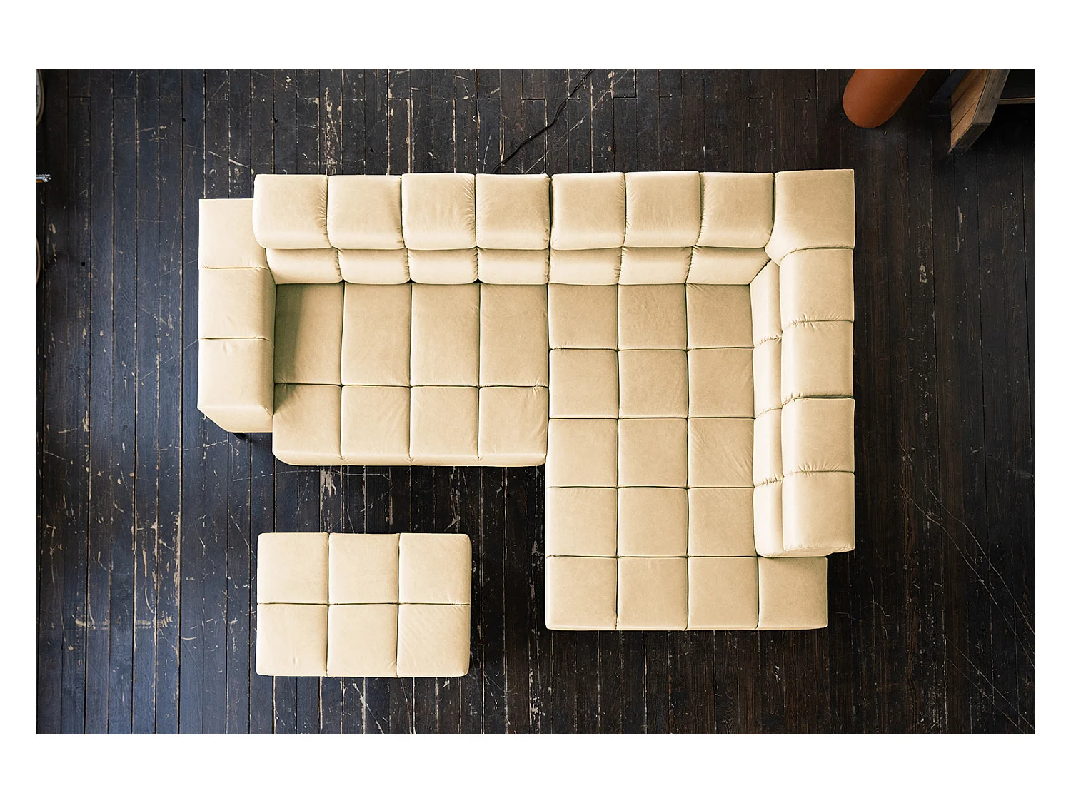 Ecksofa - Beige Leder - NELSON