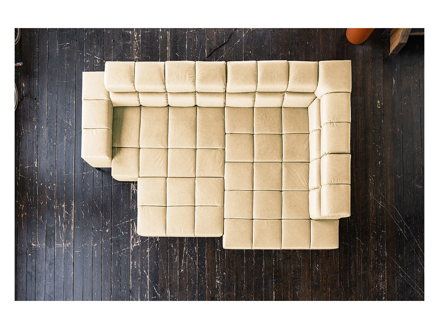 Ecksofa - Beige Leder - NELSON