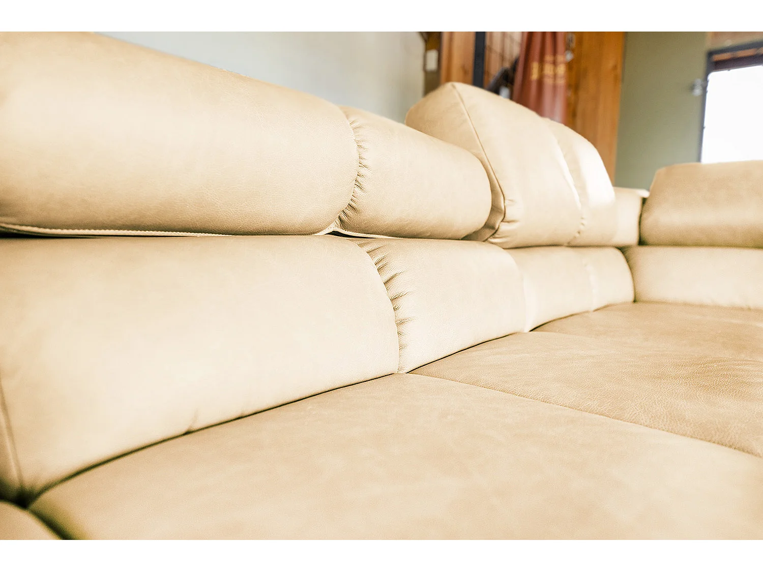 Canapé d'angle - beige cuir - NELSON