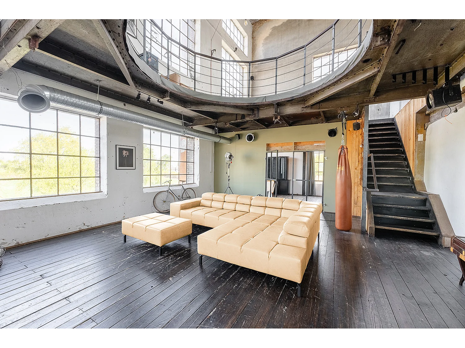 Canapé d'angle - beige cuir - NELSON