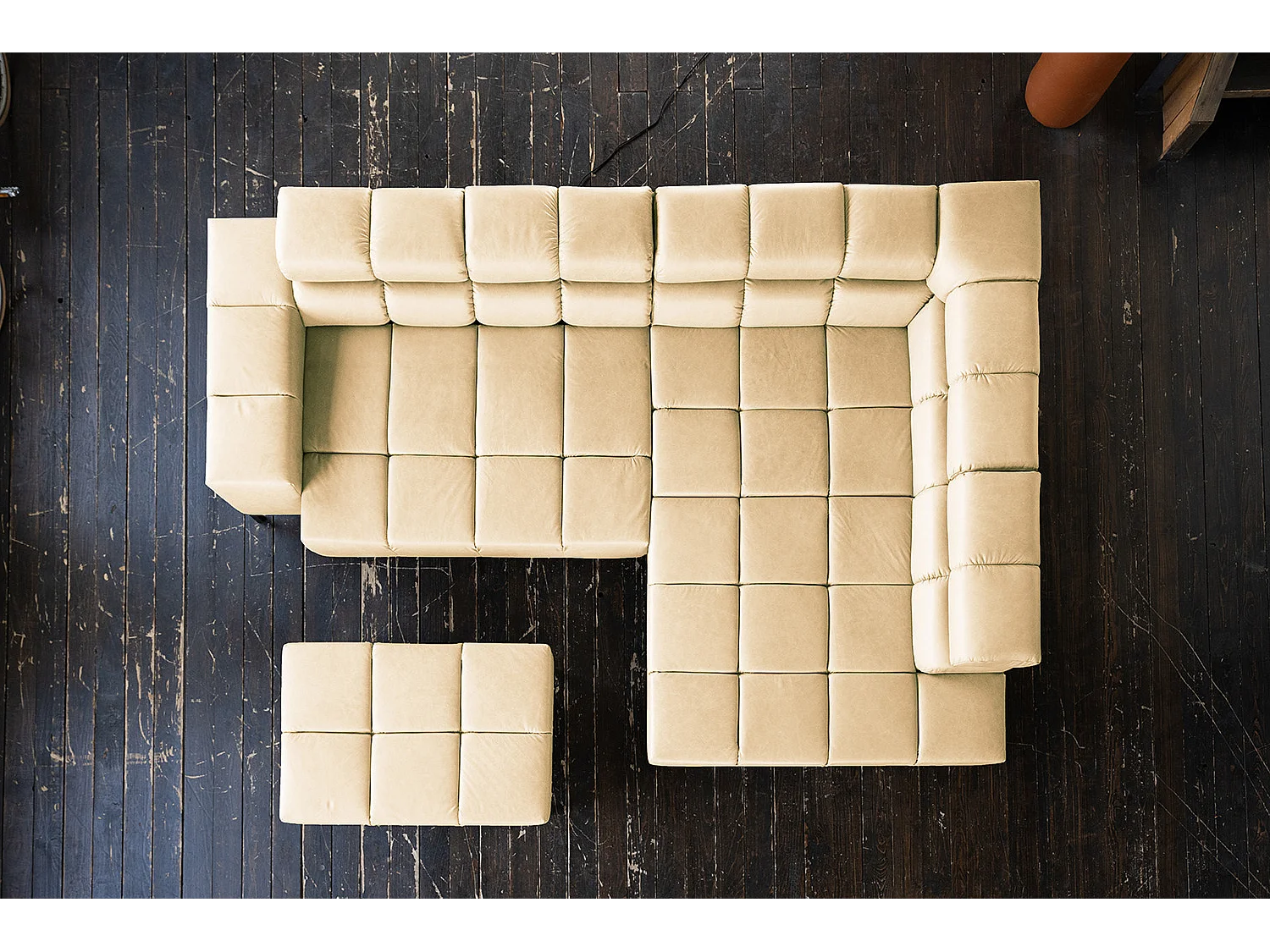 Canapé d'angle - beige cuir - NELSON