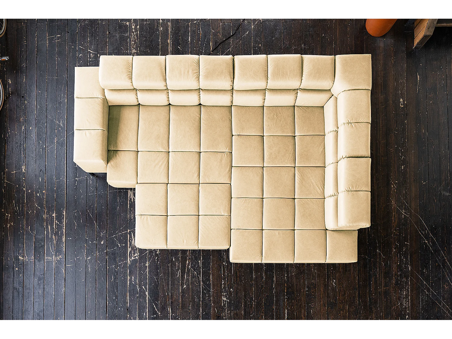 Canapé d'angle - beige cuir - NELSON