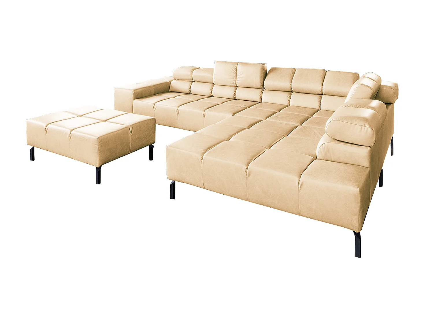 Canapé d'angle - beige cuir - NELSON