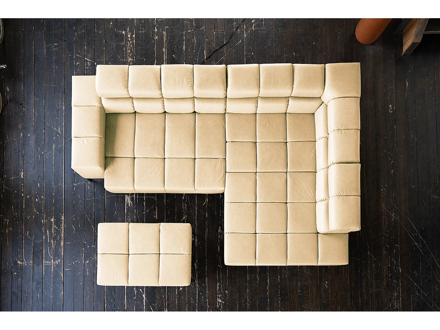 Canapé d'angle - beige cuir - NELSON
