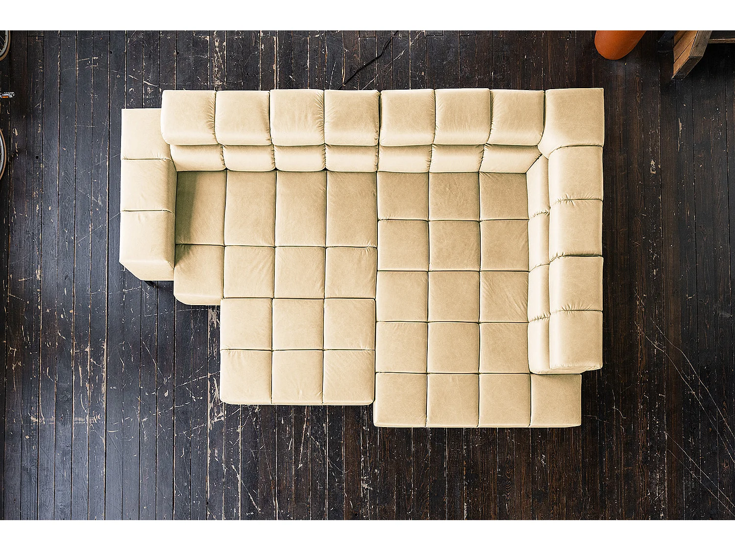 Canapé d'angle - beige cuir - NELSON