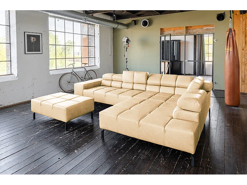 Sofá esquinero - beige piel - NELSON