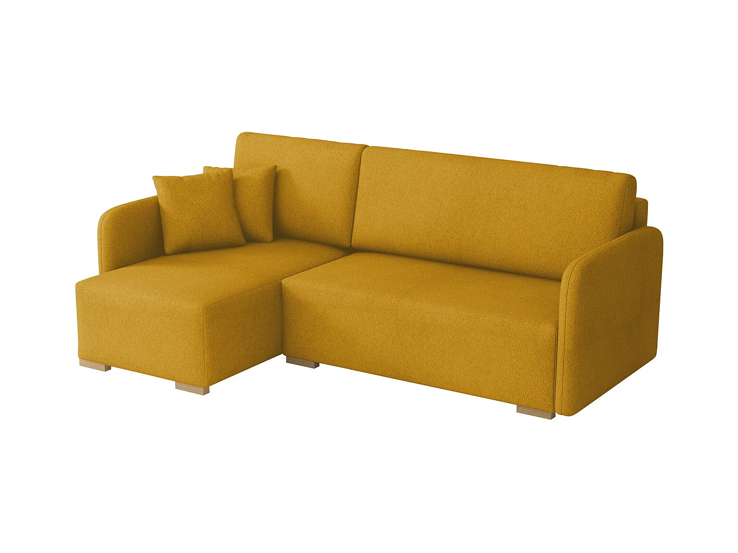 Canapé d'angle Columbus 245, Jaune, Fonction de couchage, Boîte de literie, 220x140x85cm