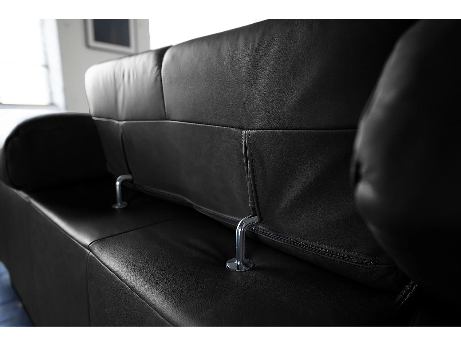 Ecksofa - Schwarz Leder - NELSON