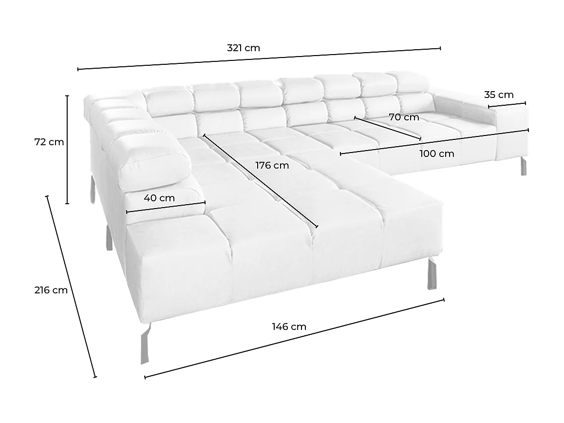 Ecksofa - Schwarz Leder - NELSON
