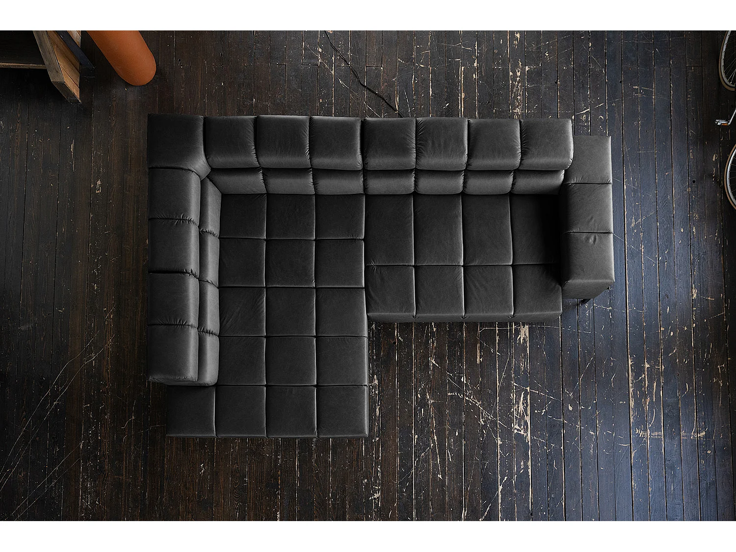 Ecksofa - Schwarz Leder - NELSON