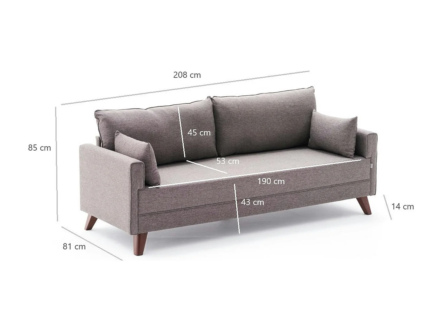 Canapé 3 places taupe - dos droit SPLIT