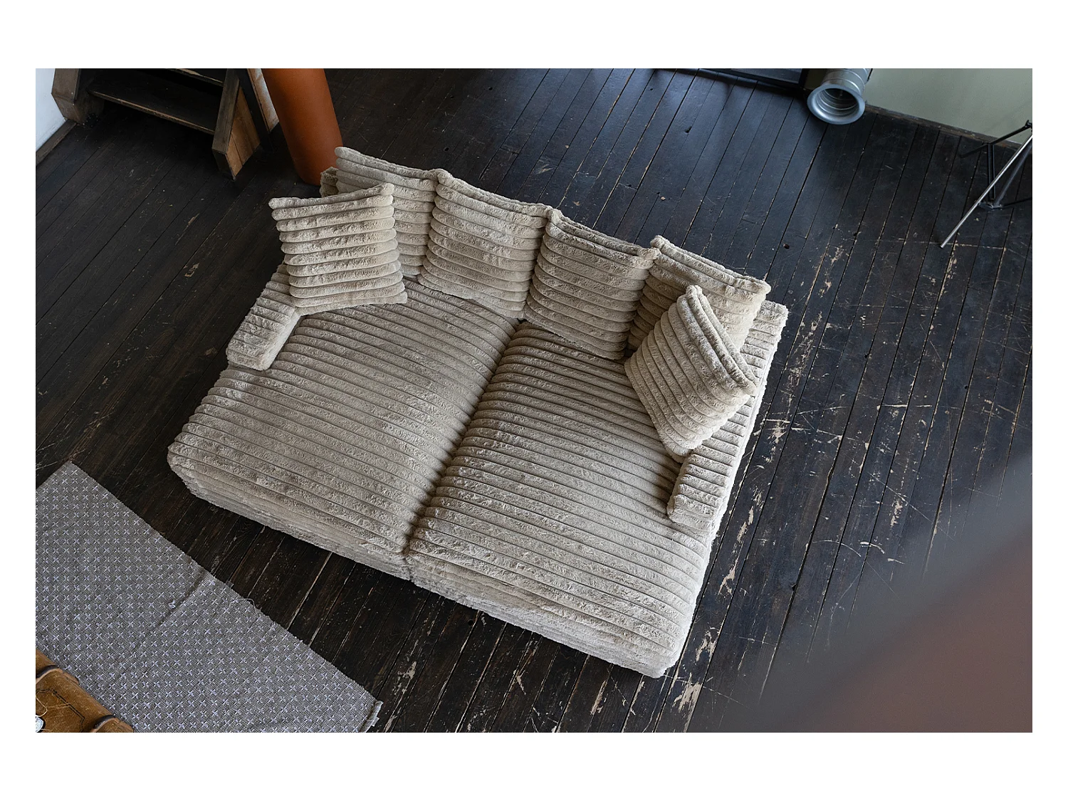 Canapé extra large - taupe Velours côtelé - CADY