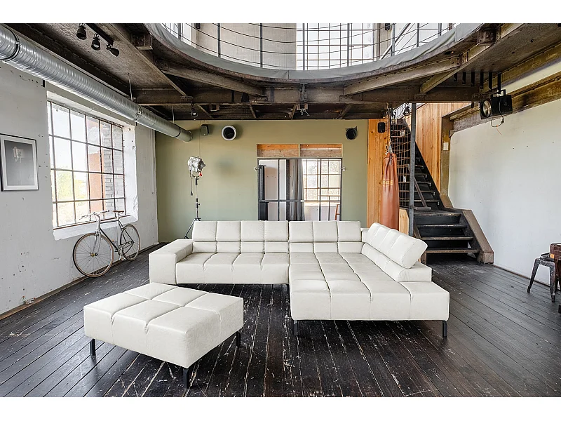 Sofá esquinero - gris claro piel - NELSON