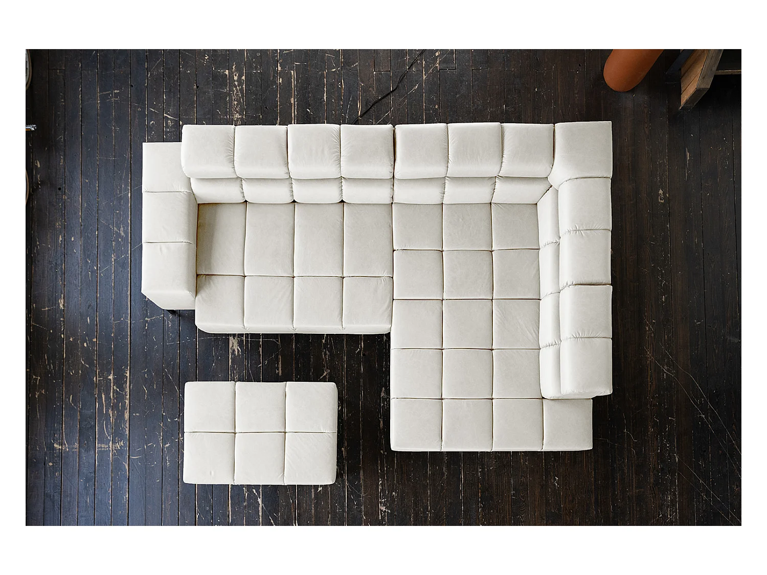 Ecksofa - Hellgrau Leder - NELSON