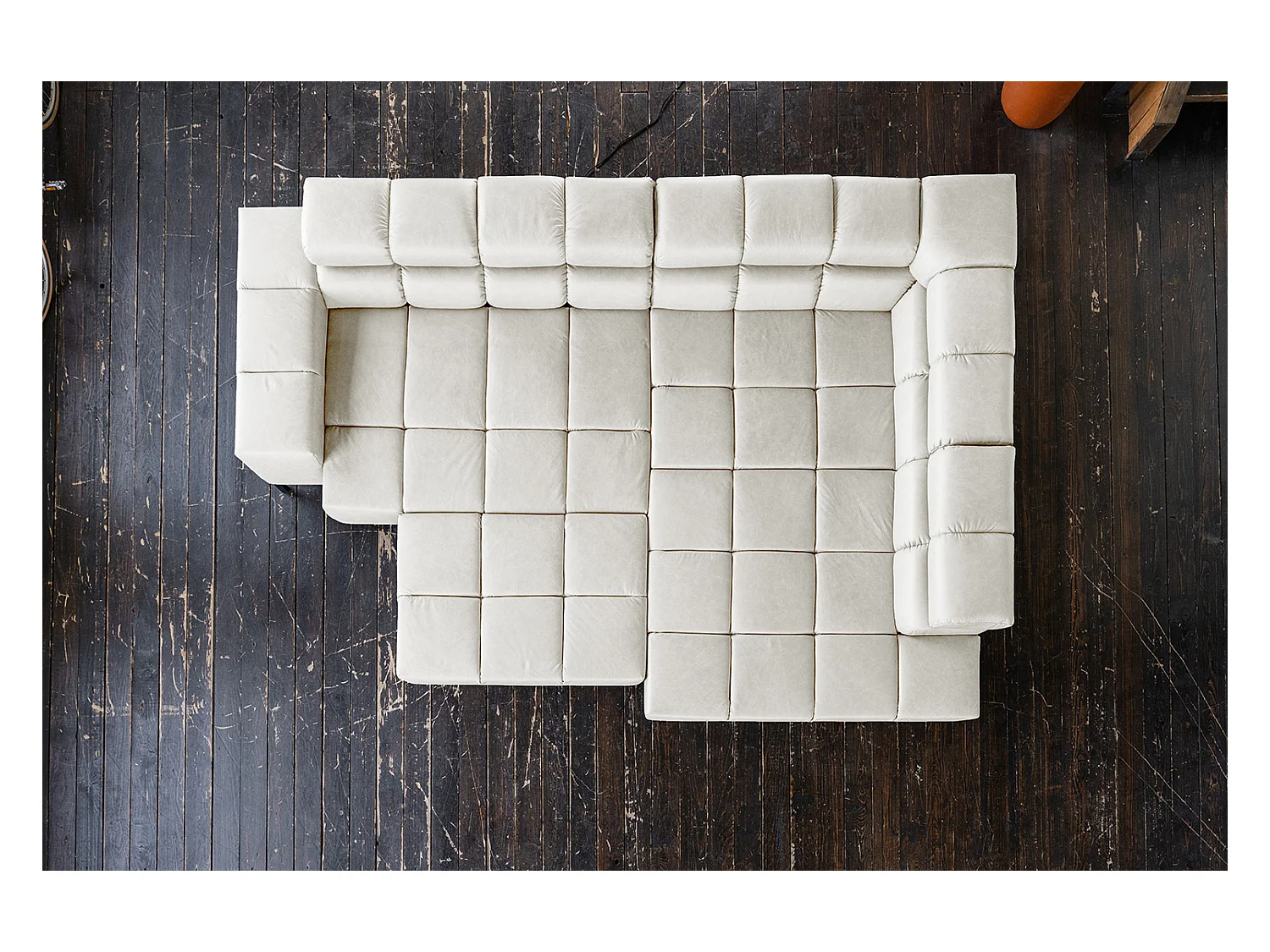 Ecksofa - Hellgrau Leder - NELSON