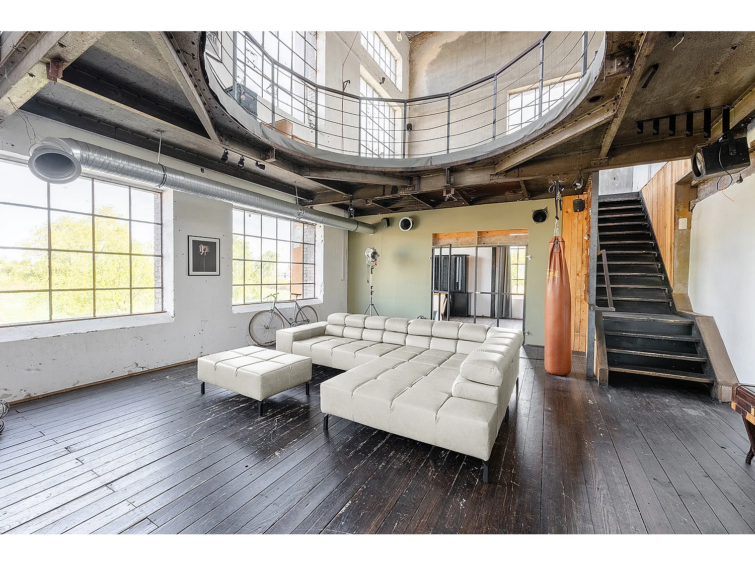 Ecksofa - Hellgrau Leder - NELSON