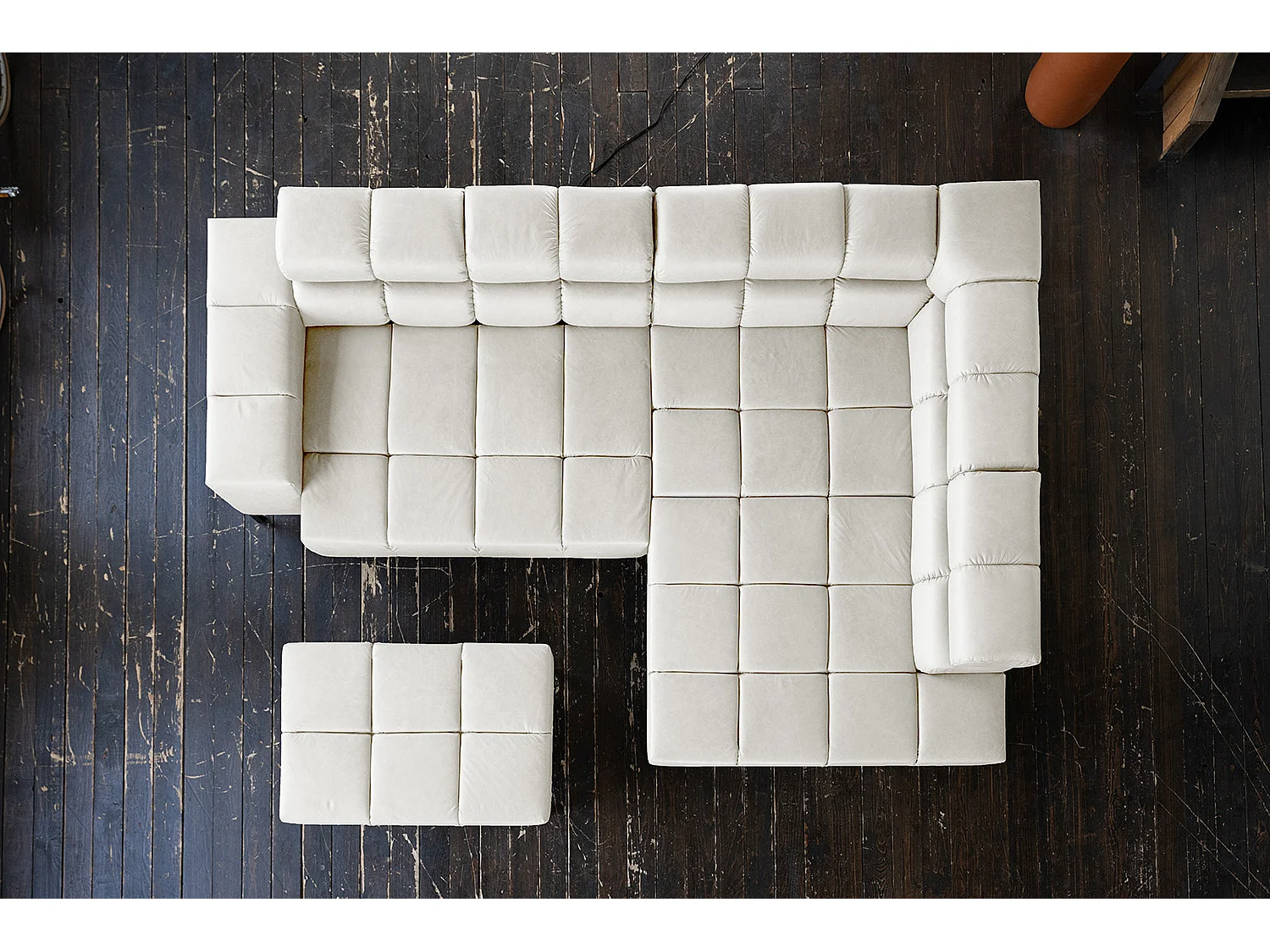 Ecksofa - Hellgrau Leder - NELSON