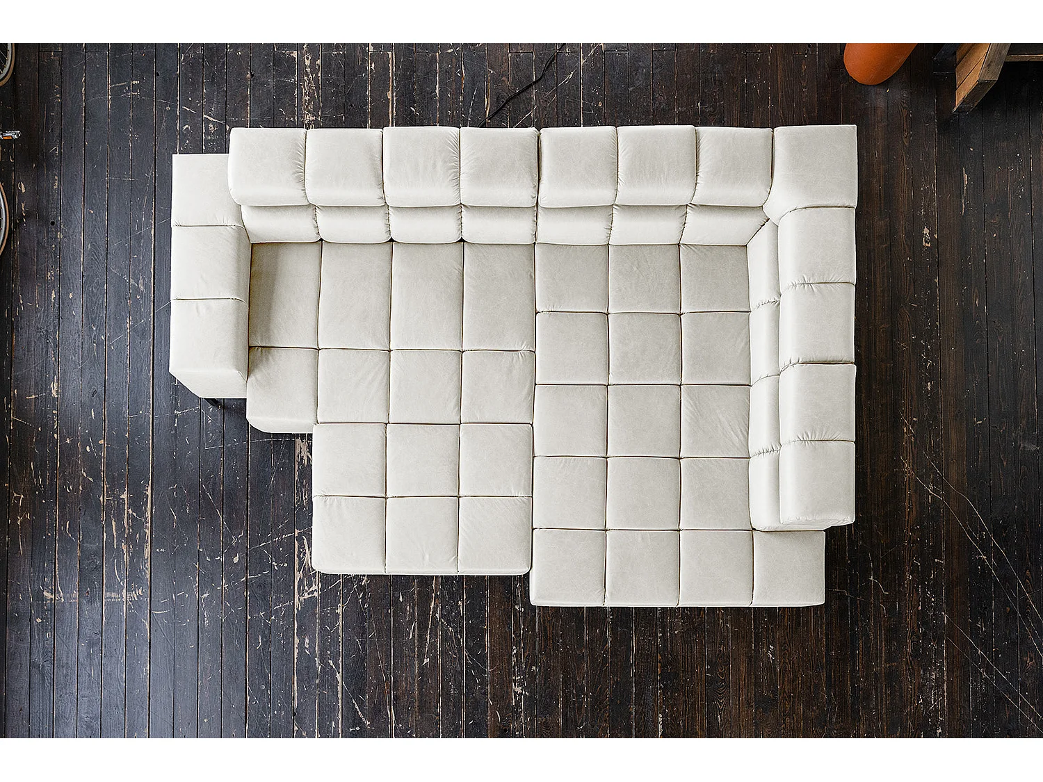 Ecksofa - Hellgrau Leder - NELSON