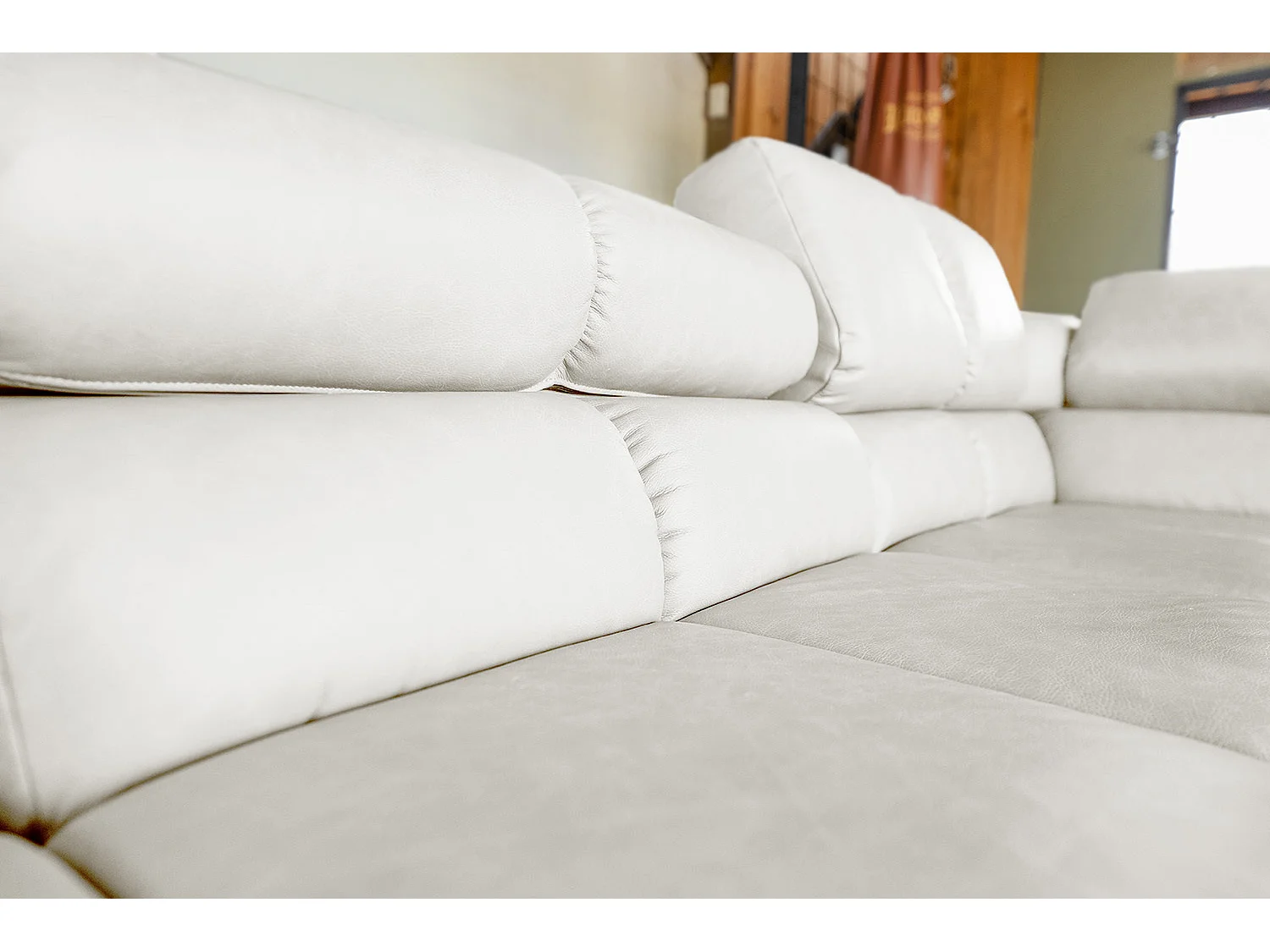 Ecksofa - Hellgrau Leder - NELSON