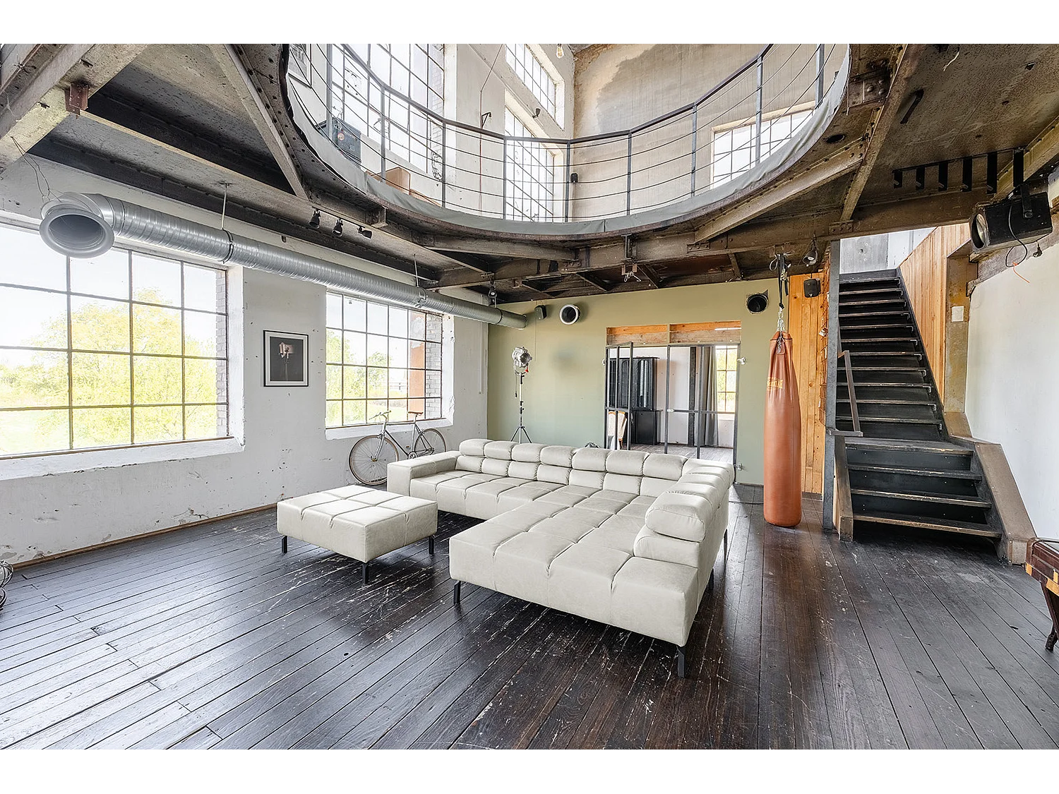 Canapé d'angle - gris clair cuir - NELSON