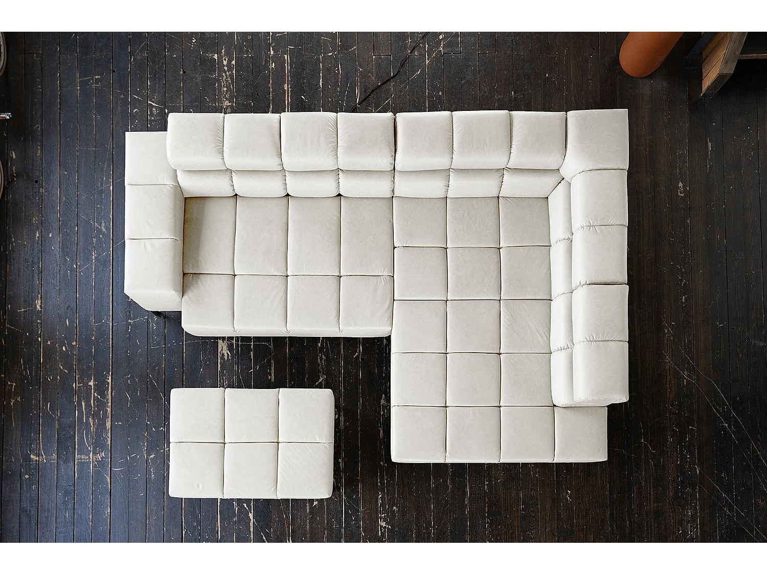 Canapé d'angle - gris clair cuir - NELSON