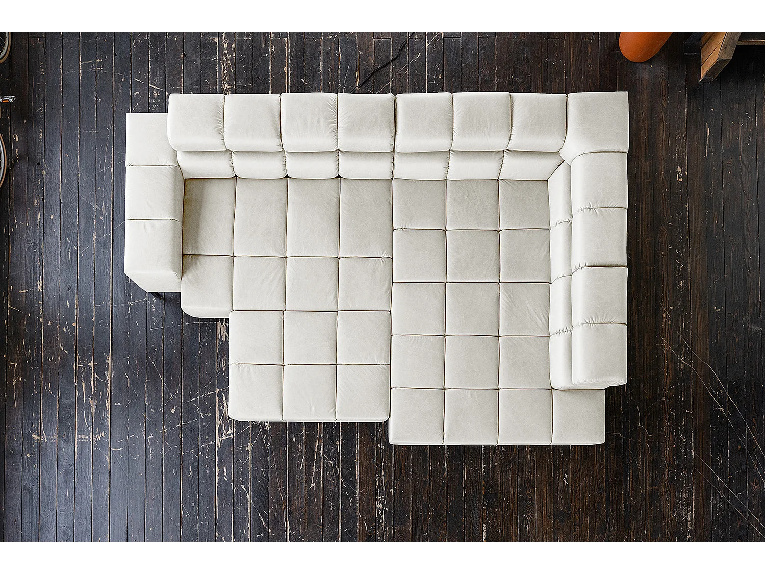 Canapé d'angle - gris clair cuir - NELSON