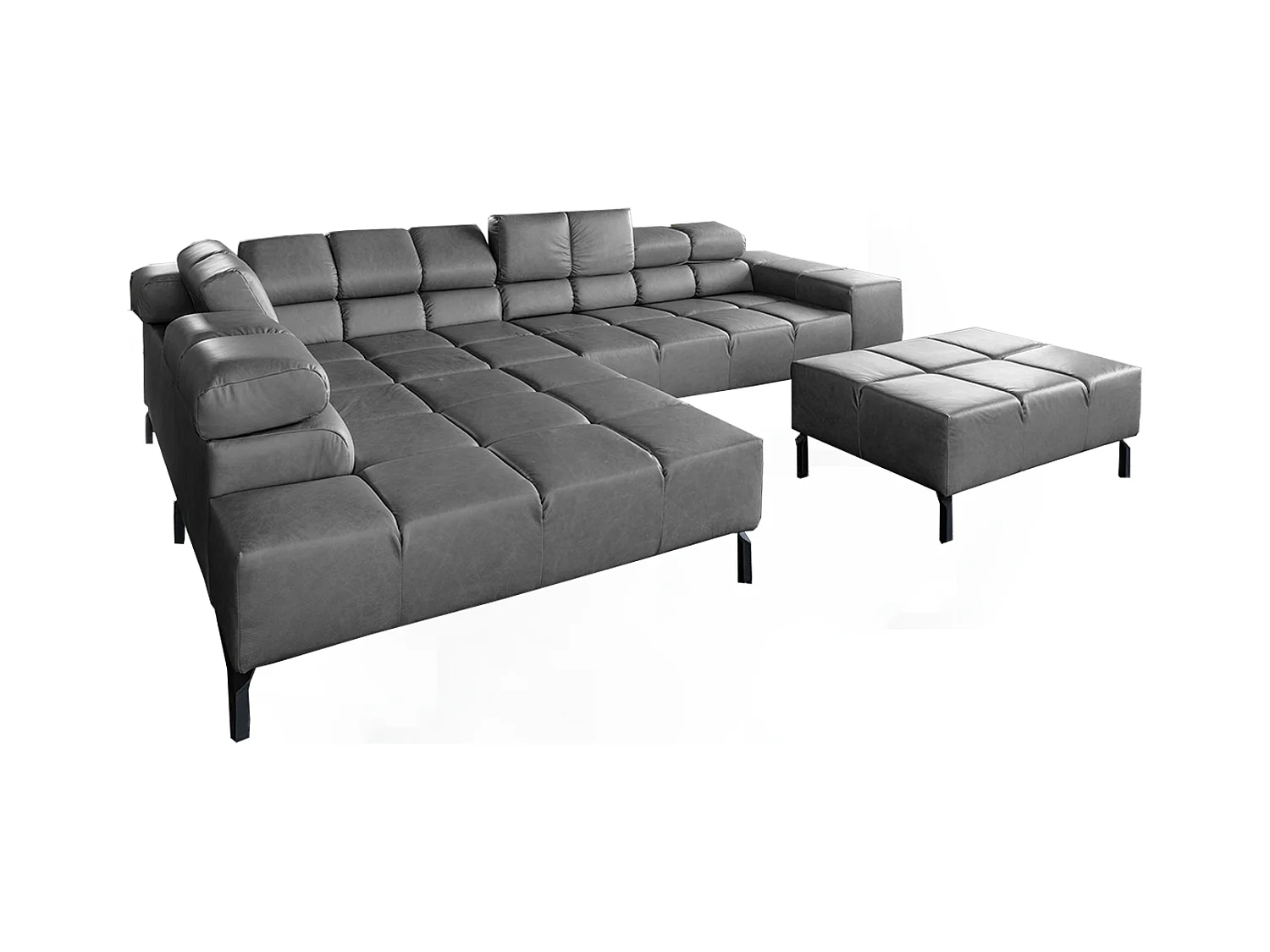 Ecksofa - Anthrazit Leder - NELSON