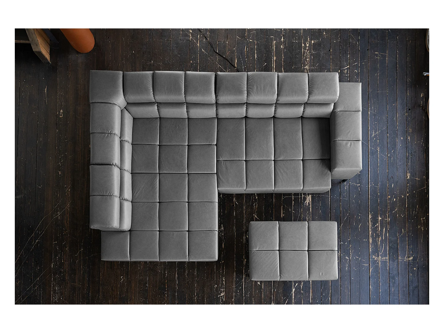 Ecksofa - Anthrazit Leder - NELSON