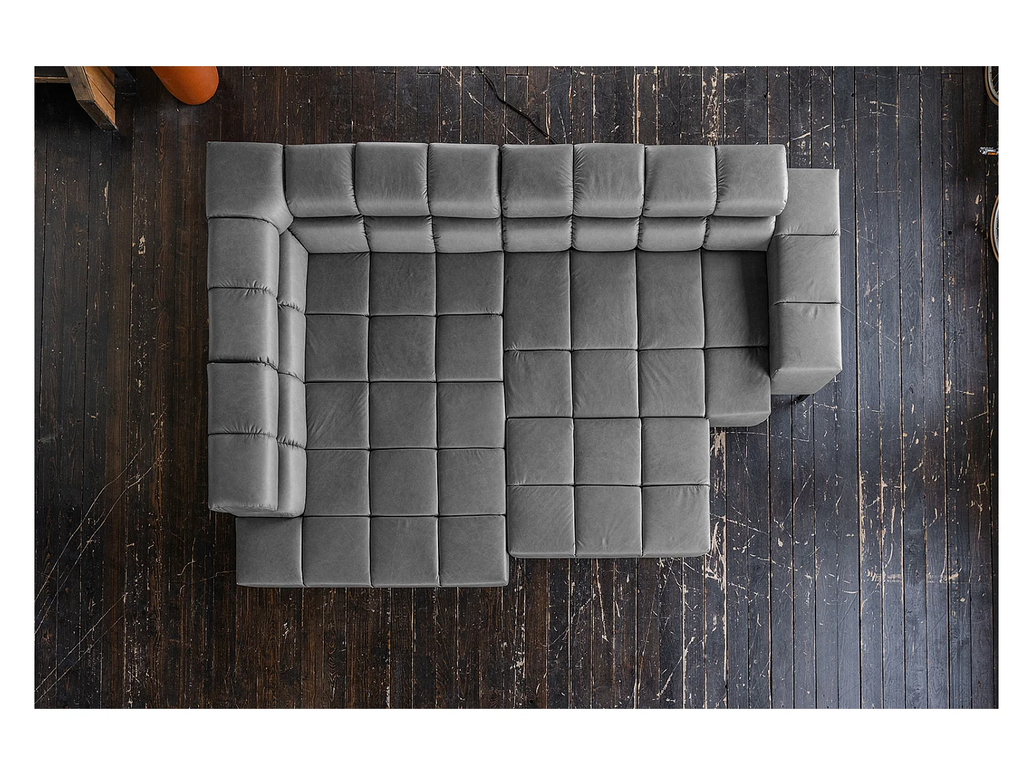 Ecksofa - Anthrazit Leder - NELSON